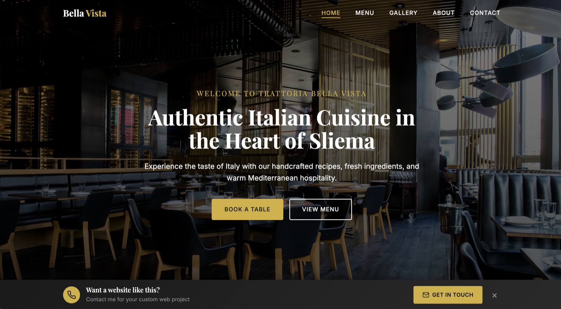 Trattoria Bella Vista — demo restaurant website built by Anomaly Arts